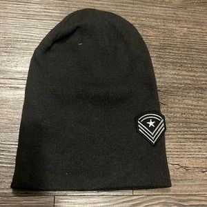 Zara Olive Green Knit Beanie with Star Army Patch